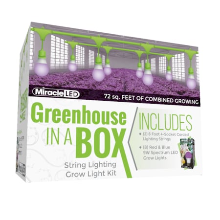 Miracle Led 4-Socket Greenhouse in a Box Grow Light Kit- Red & Blue Spec. 11W Replace 150W Grow Bulbs, 2PK 802281